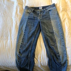BDG high waisted half and half jeans